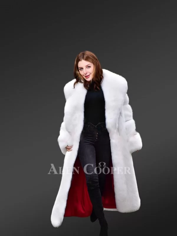 White Mink Fur Trench Coat For Women - Image 2