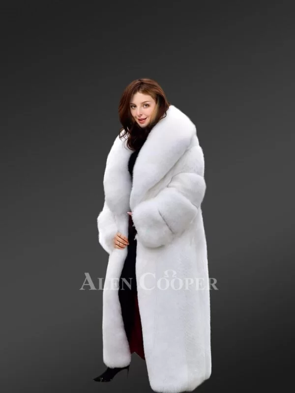 White Mink Fur Trench Coat For Women - Image 5