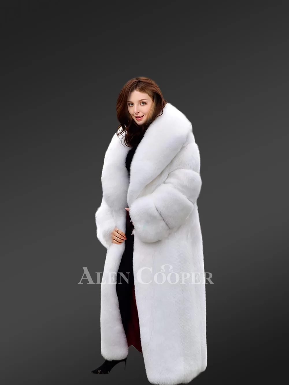 White Mink Fur Trench Coat For Women