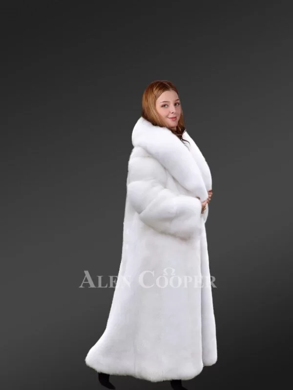 White Mink Fur Trench Coat For Women