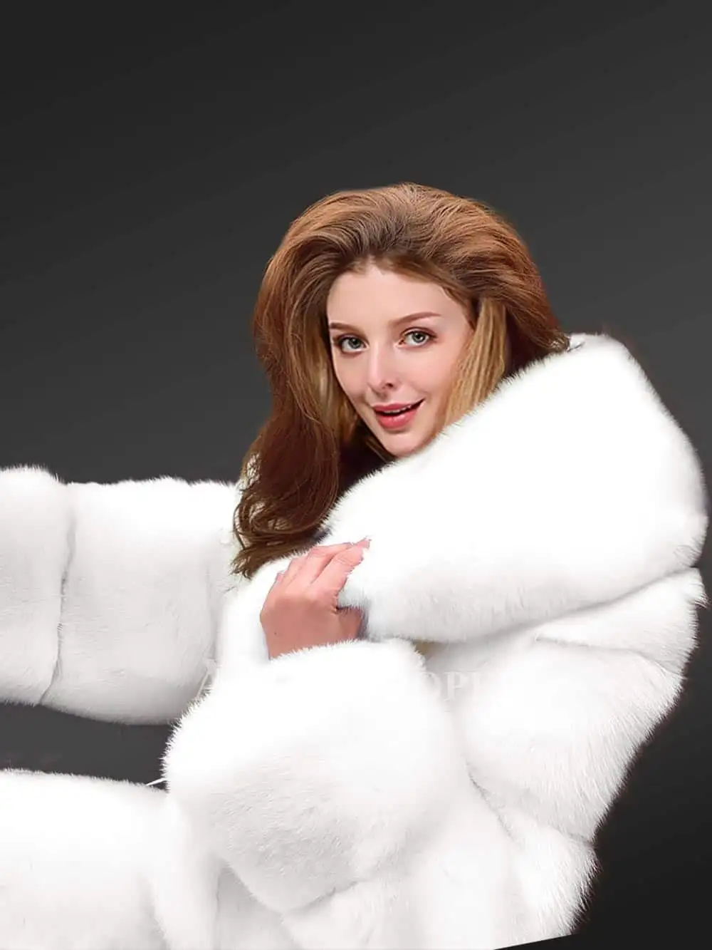 White Mink Fur Trench Coat For Women - Image 8