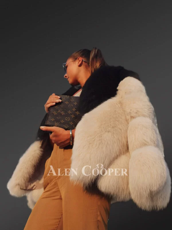 V-Shaped Fox Fur Coat for Women - Image 5