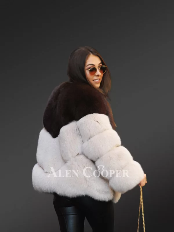 V-Shaped Fox Fur Coat for Women - Image 4