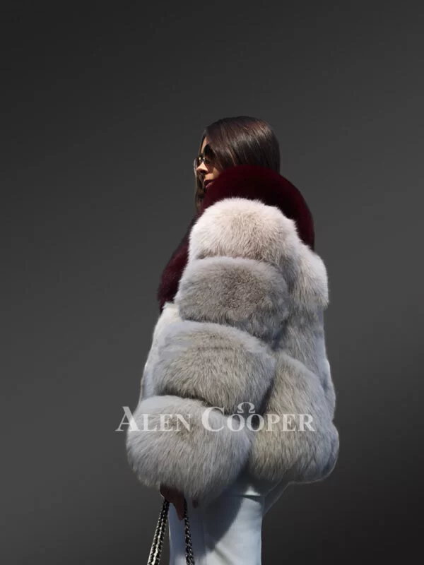 V-Shaped Fox Fur Coat for Women - Image 3