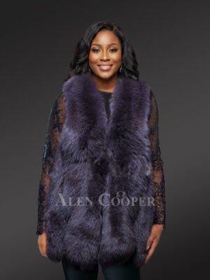 Black A-line fur vest