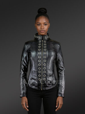Black Brass Ring Jacket For Women