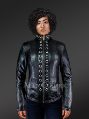 Black Brass Ring Jacket For Women
