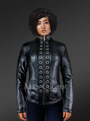 Black Brass Ring Jacket For Women