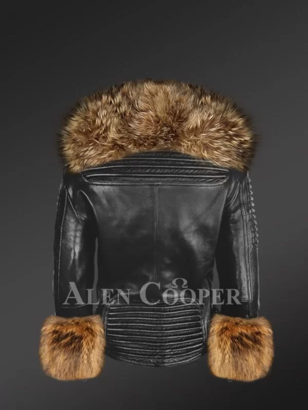Leather Jacket with Fur for Women - Image 5