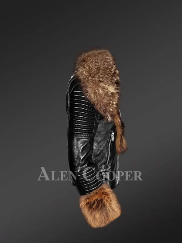 Leather Jacket with Fur for Women - Image 4