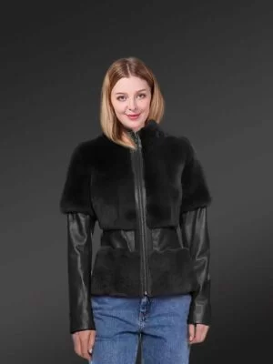 Black Mink Fur Coat For Elegant Women