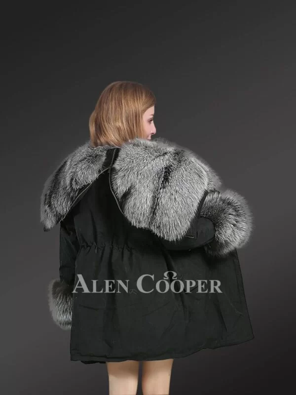 Hybrid Silver Fox Nylon Parka Convertible for Women - Image 5