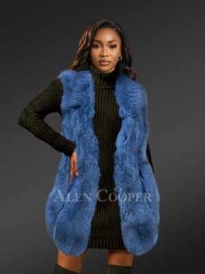 Blue Sleeveless Vest For Women