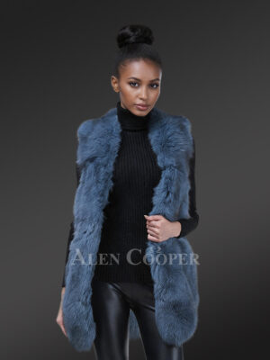 Blue Sleeveless Vest For Women