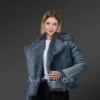 Blue Toscana Shearling Jacket For Women