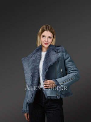 Blue Toscana Shearling Jacket For Women