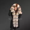 Blue frost fox fur hybrid black parka with rabbit liner convertible