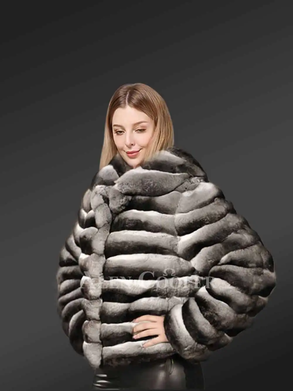 Chinchilla Jacket Women in Baggy Waist-length Style - Image 5