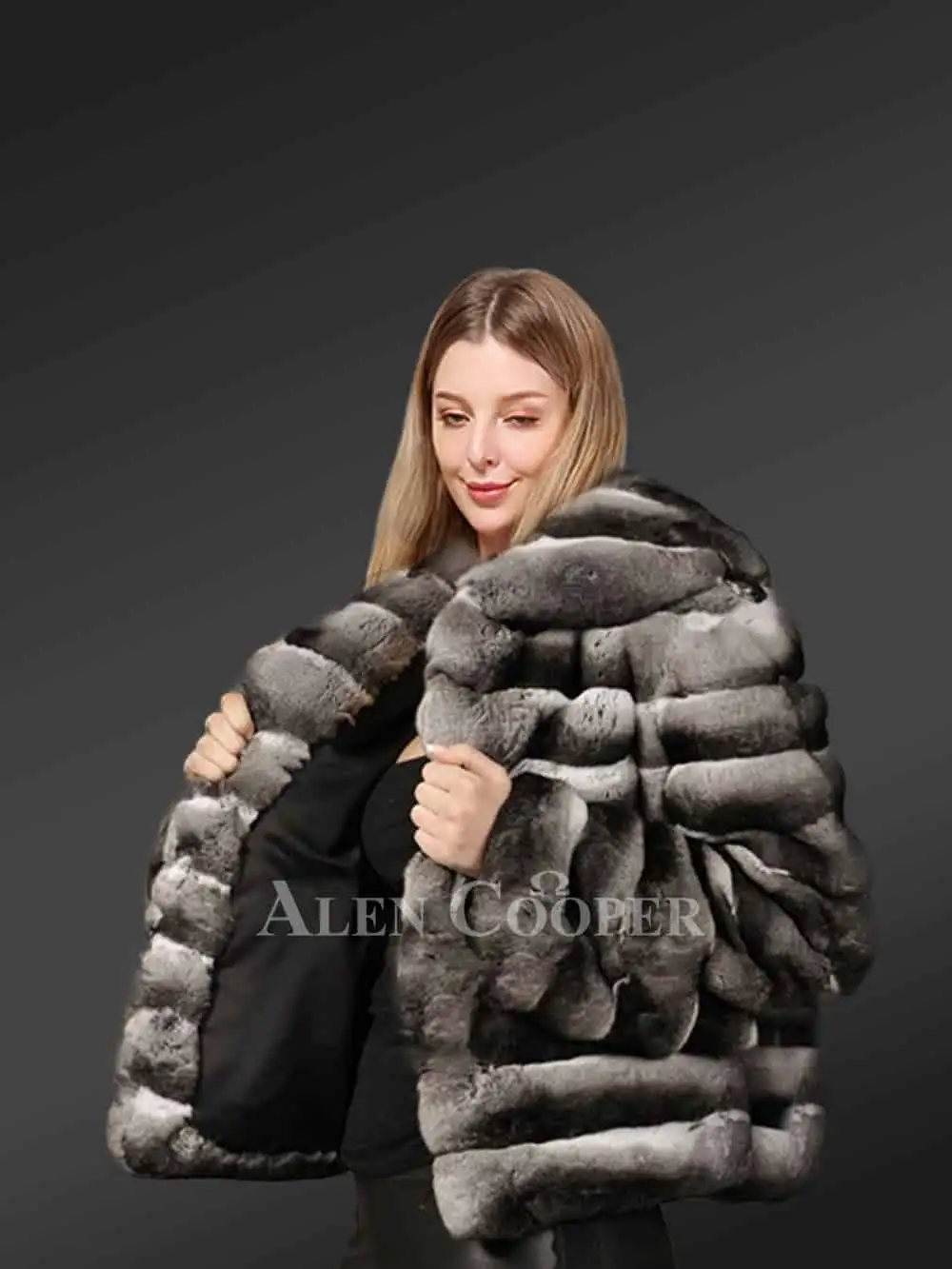 Chinchilla Jacket Women in Baggy Waist-length Style - Image 2