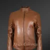 Classic Biker Jacket for Women’s With Cross Pockets in Tan