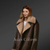 Coffee Brown Sheepskin Shearling Jacket For Women