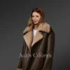 Coffee Brown Sheepskin Shearling Jacket For Women