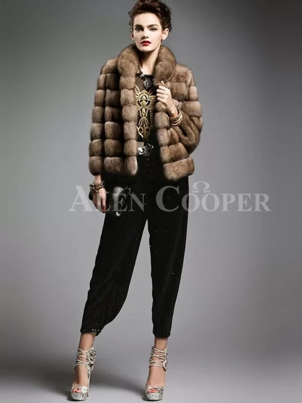 Cropped Russian sable fur jacket for modern and stylish womens