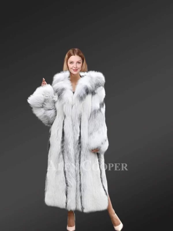 Cross Fox Fur Long Coat