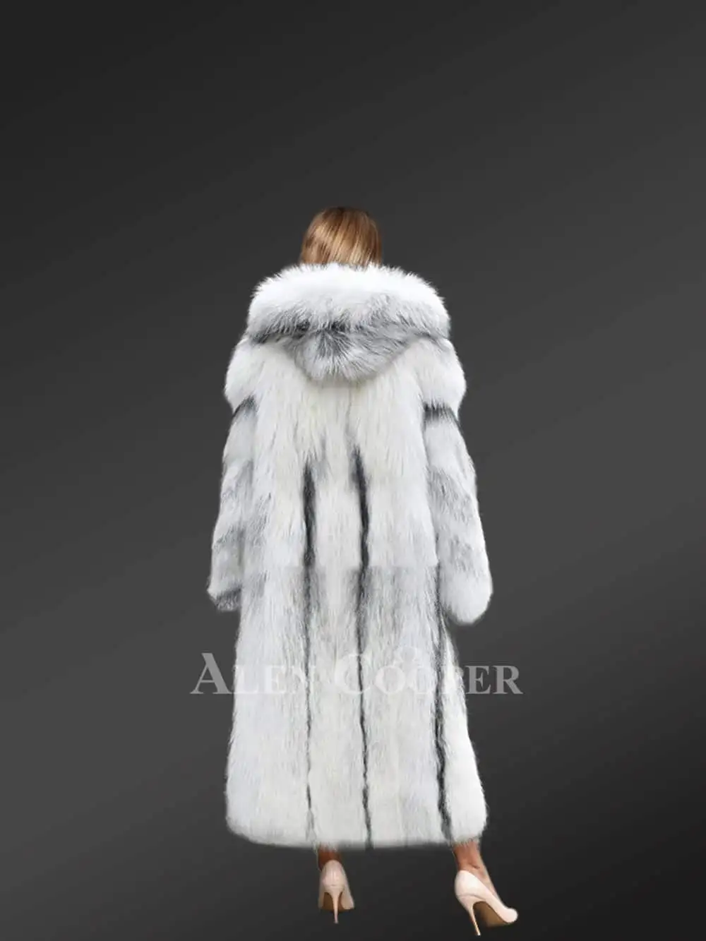Cross Fox Fur Long Coat For Women
