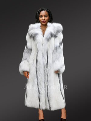 Cross Fox Fur Long Coat for Women