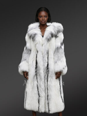 Cross Fox Fur Long Coat for Women
