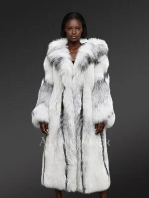 Cross Fox Fur Long Coat for Women