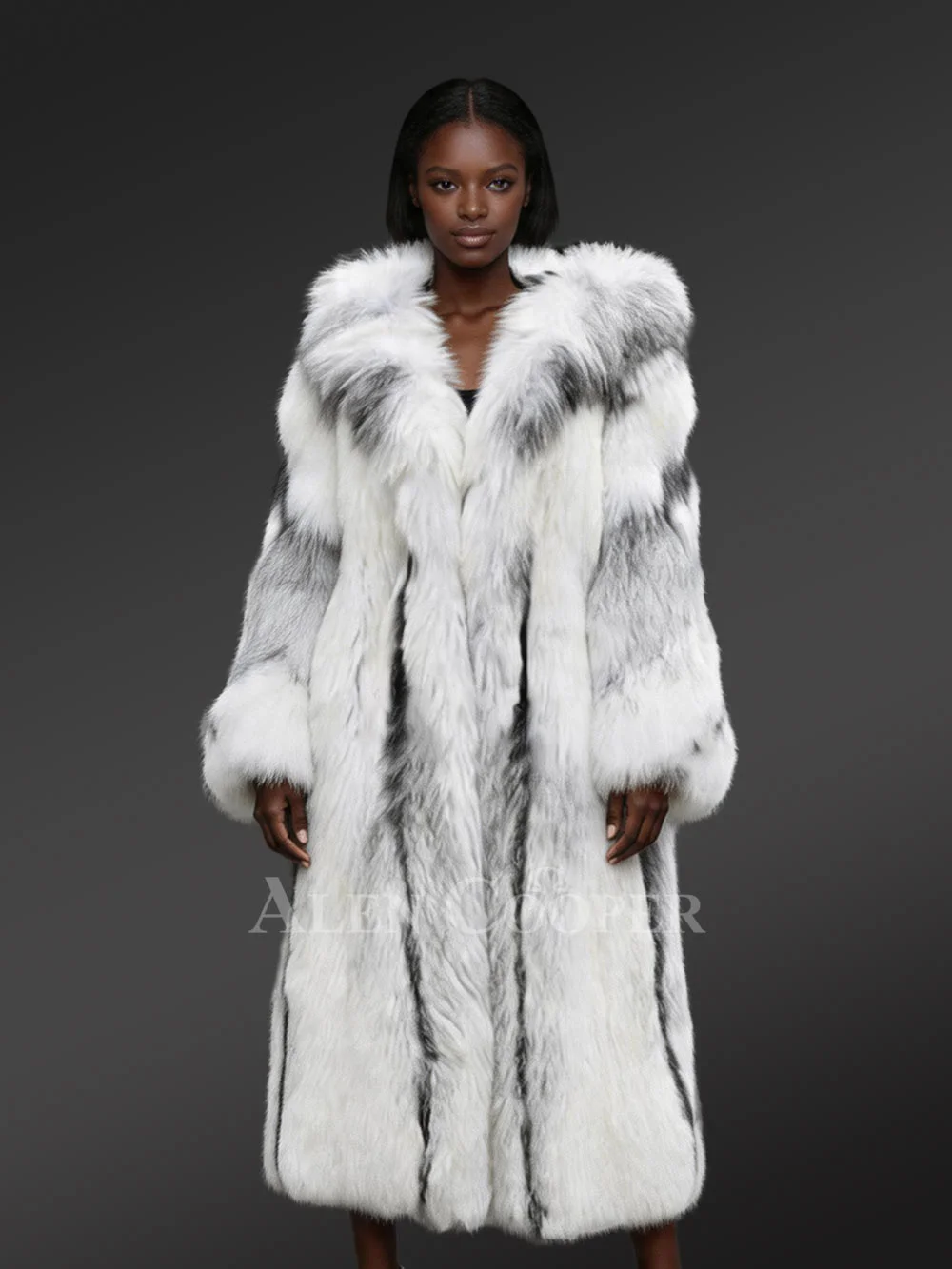 Cross Fox Fur Long Coat For Women