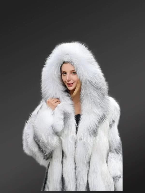 Cross Fox Fur Long Coat for Women - Image 2