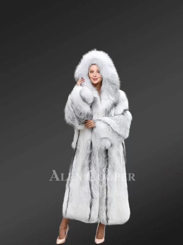 Cross Fox Fur Long Coat for Women - Image 3