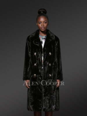 Double Breasted Mink Fur Coat for Elegant Women