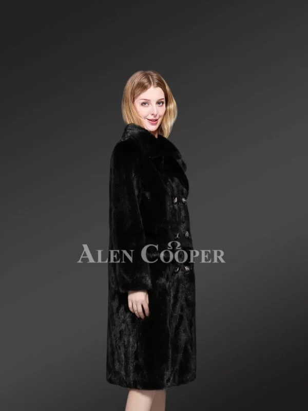 Double Breasted Mink Fur Coat for Elegant Women - Image 2