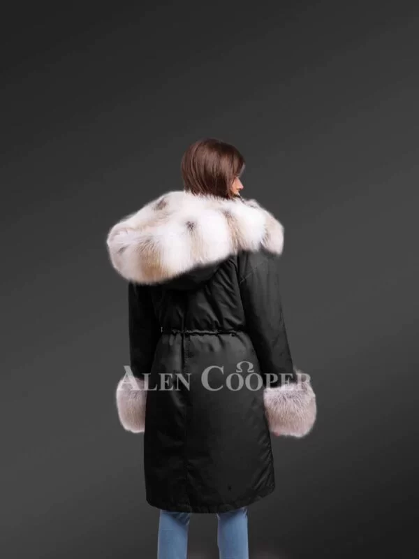 Dressing Code For Ladies with Blue Frost Fox Fur Hybrid Black Parka Convertibles with Fox Liner - Image 7