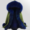 Elegant Fox Fur Parka with Detachable Fox Fur Hood in Olive