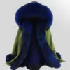 Elegant Fox Fur Parka with Detachable Fox Fur Hood in Olive