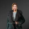 Emerald color Toscana shearling jacket to redefine regal taste of women