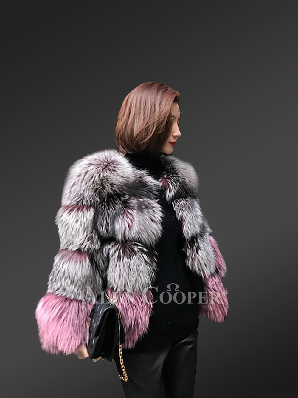 multi-color real fox fur winter coat 