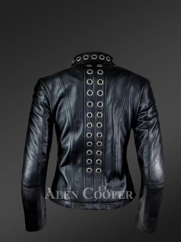 Black Brass Ring Jacket For Women - Image 4
