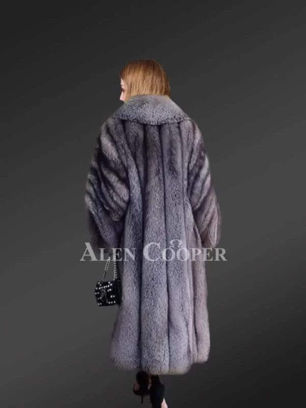Long silver fox A-line Coat For Women - Image 6
