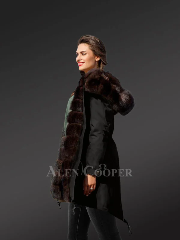 Exotic Arctic Fox Fur Black Parka Convertibles with Fox Liner to Bring Out the Fairy in You - Image 4