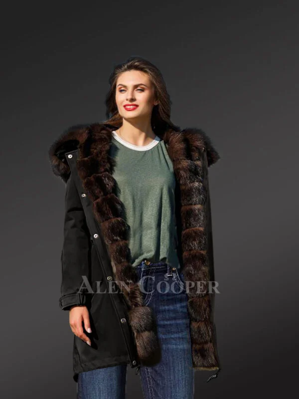 Exotic Arctic Fox Fur Black Parka Convertibles with Fox Liner to Bring Out the Fairy in You - Image 2