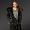 Exotic Arctic Fox Fur Black Parka for Women's