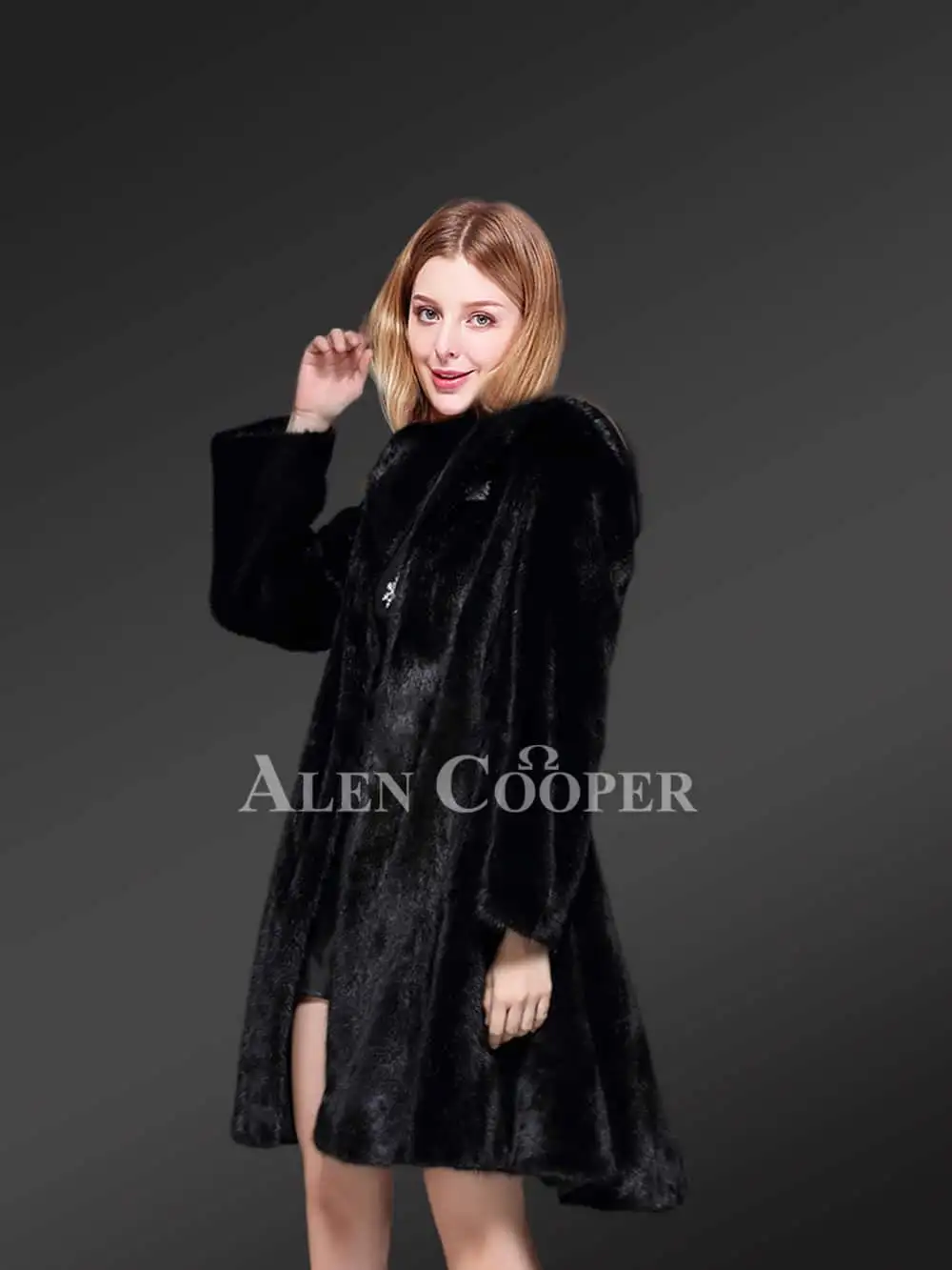 Exotic Black Mink Fur Coat - Image 4
