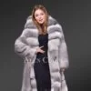 Long Finland Blue Fox Fur Coat