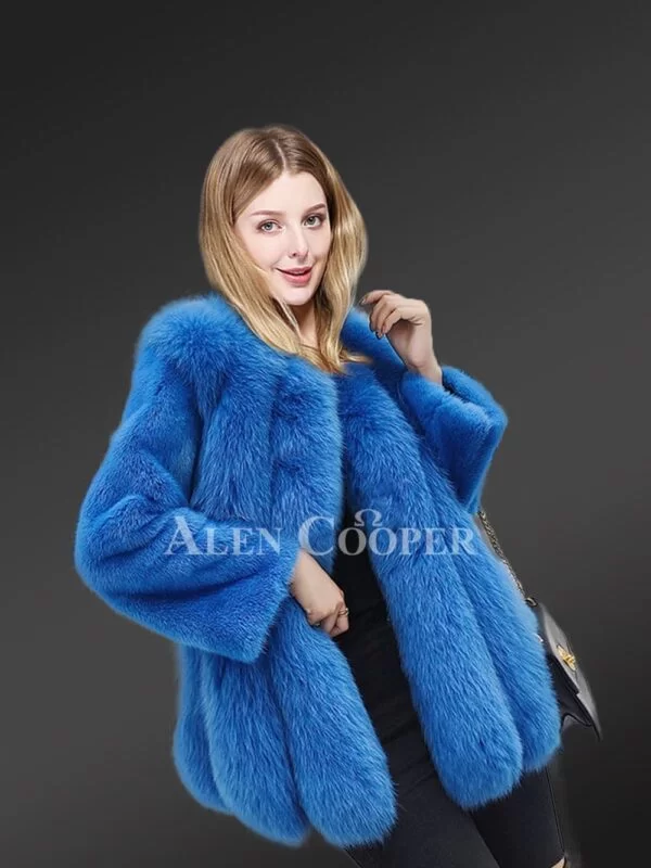 Women’s Voluminous Pure Arctic Fox Fur and Mink Winter Coat - Image 2